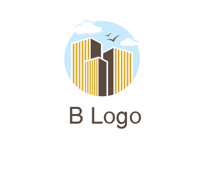 circle sky with buildings logo illustration