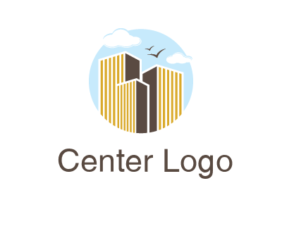 circle sky with buildings logo illustration