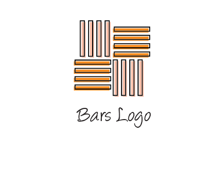 Vertical and horizontal bars in square shape abstract logo