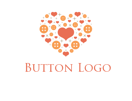 Heart button and stars forming heart shape graphic