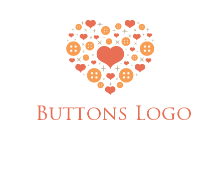 Heart button and stars forming heart shape graphic