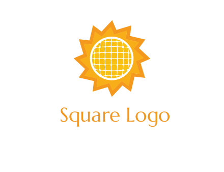 sun and solar panel logo