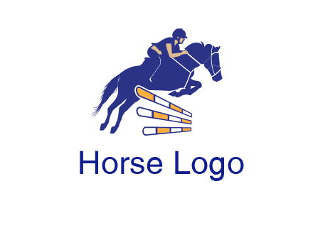 horse jockey over hurdle sports logo