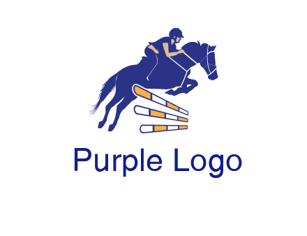 horse jockey over hurdle sports logo