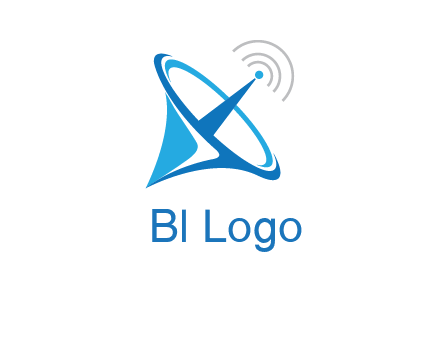 satellite dish with signals communication logo