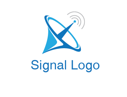 satellite dish with signals communication logo