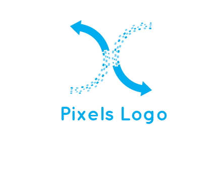 letter x pixels and arrows logo