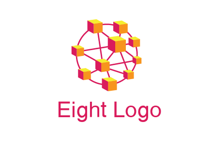 cubes and lines sphere communication logo