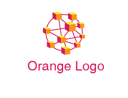 cubes and lines sphere communication logo