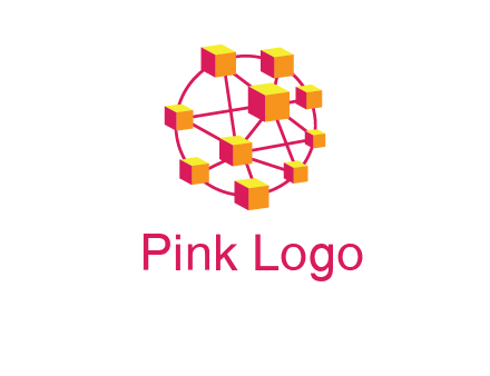 cubes and lines sphere communication logo