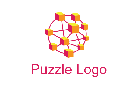 cubes and lines sphere communication logo