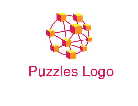 cubes and lines sphere communication logo