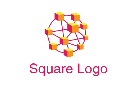 cubes and lines sphere communication logo