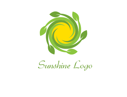 leaves around sun logo