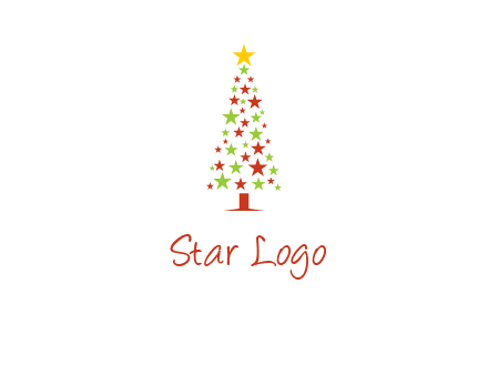 colorful stars christmas tree logo