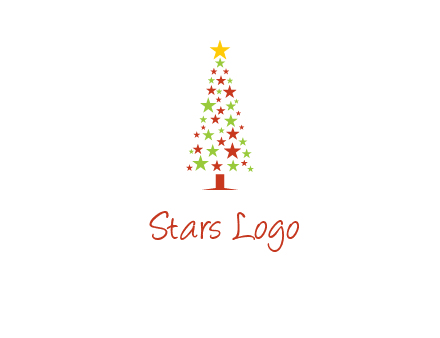 colorful stars christmas tree logo