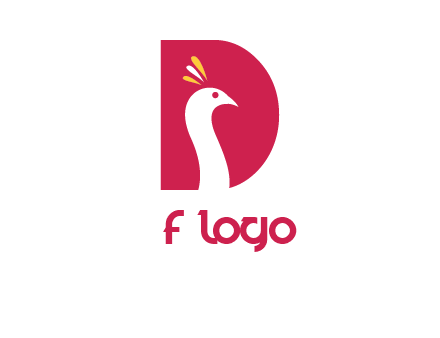 peacock face in letter D logo