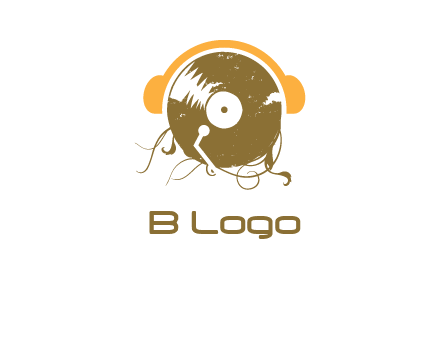 disc with headphones music logo