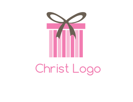 stripe gift box with ribbon logo