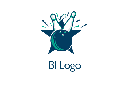 pins and bowling ball games logo