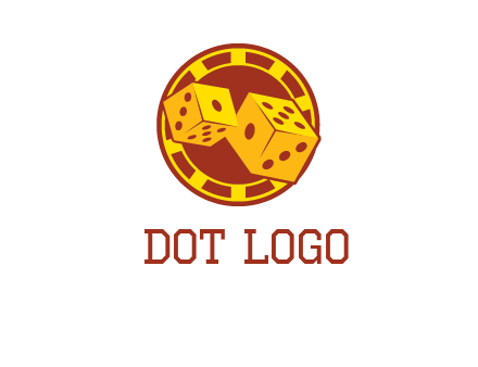 two dice and gambling chip logo