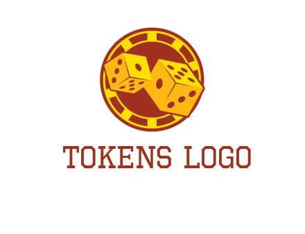 two dice and gambling chip logo