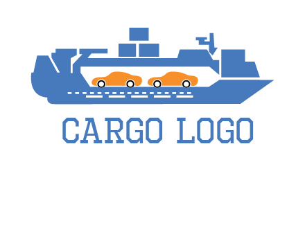 cars in ship transport logo