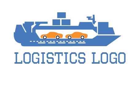 cars in ship transport logo