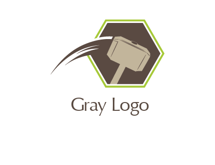 hexagon and heavy hammer head logo illustration