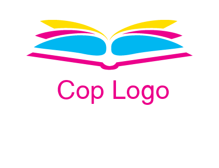 horizontal colorful open book printing logo