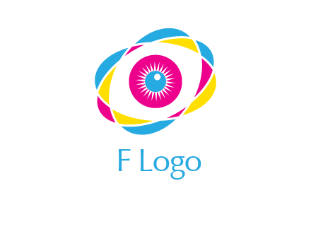 colorful abstract oval eye in center printing logo