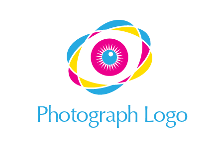 colorful abstract oval eye in center printing logo