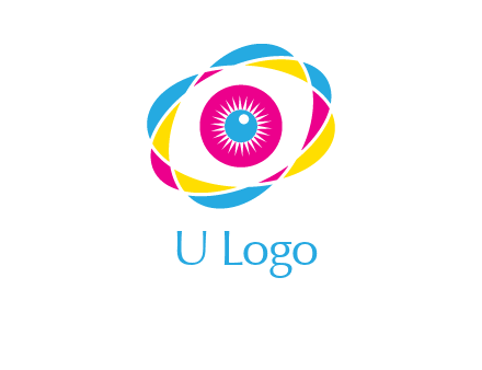 colorful abstract oval eye in center printing logo