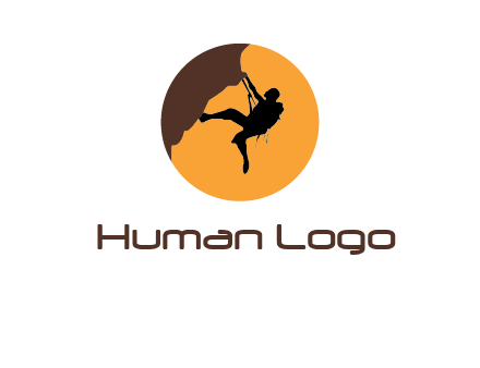 hanging mountain climber in circle logo