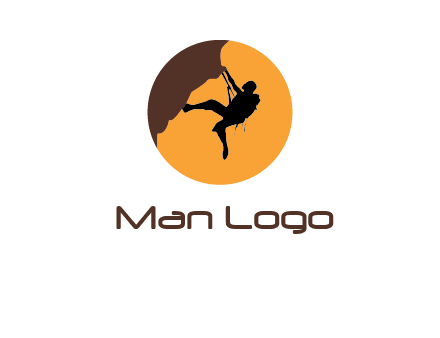 hanging mountain climber in circle logo