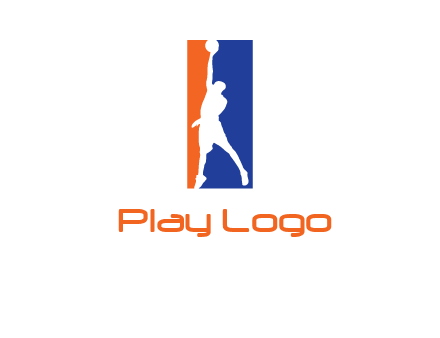 sportsman and ball basketball logo