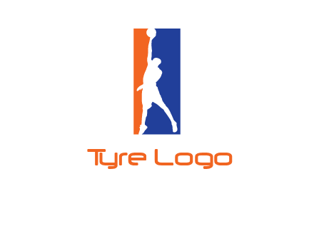 sportsman and ball basketball logo