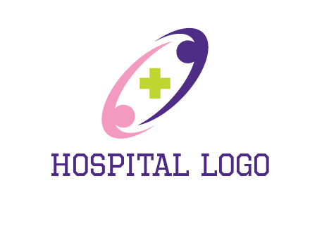 swoosh people around plus healthcare logo