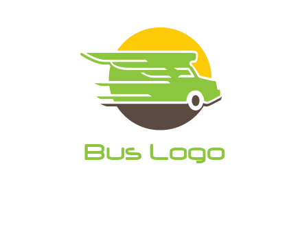 sun behind abstract bus zooming trade logo