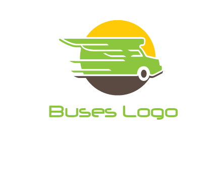 sun behind abstract bus zooming trade logo