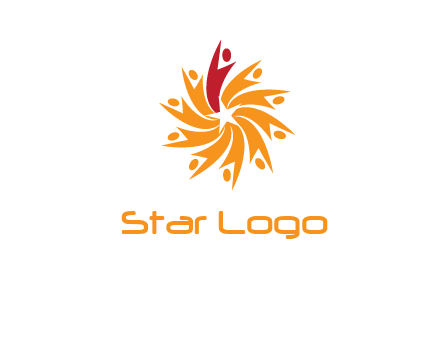 star shape swoosh people employment logo