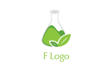 chemical flask and leaf pharmacy logo