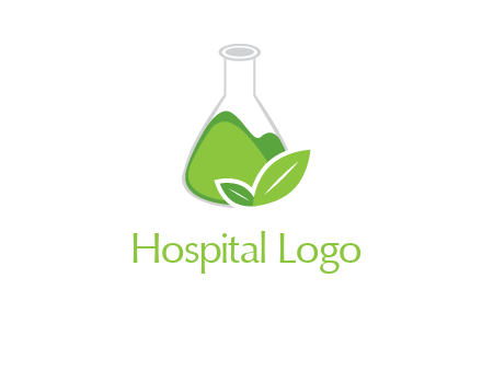 chemical flask and leaf pharmacy logo