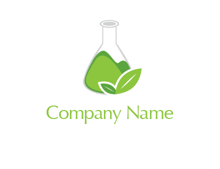 chemical flask and leaf pharmacy logo