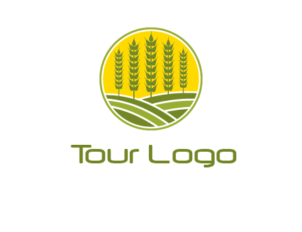 upright wheat stalks farm logo