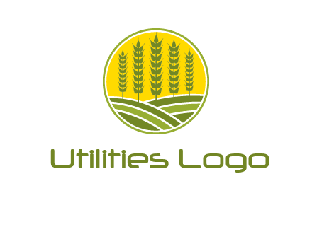 upright wheat stalks farm logo