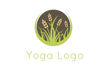 wheat stalks and grass in circle agriculture logo