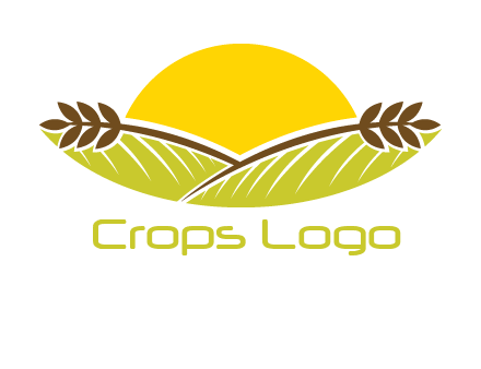 sunset over wheat stalks and farm logo