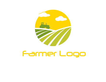 clouds over tractor farming logo