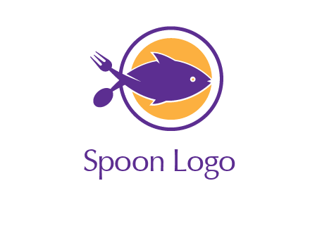 spoon fork and fish in circle restaurant logo